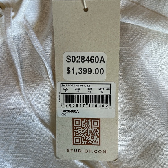 Studio F High Waist White Linen Pants - Size M - Picture 12 of 12